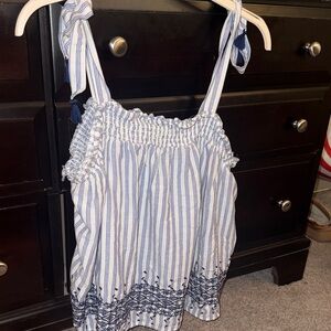 Blue and White Striped Top